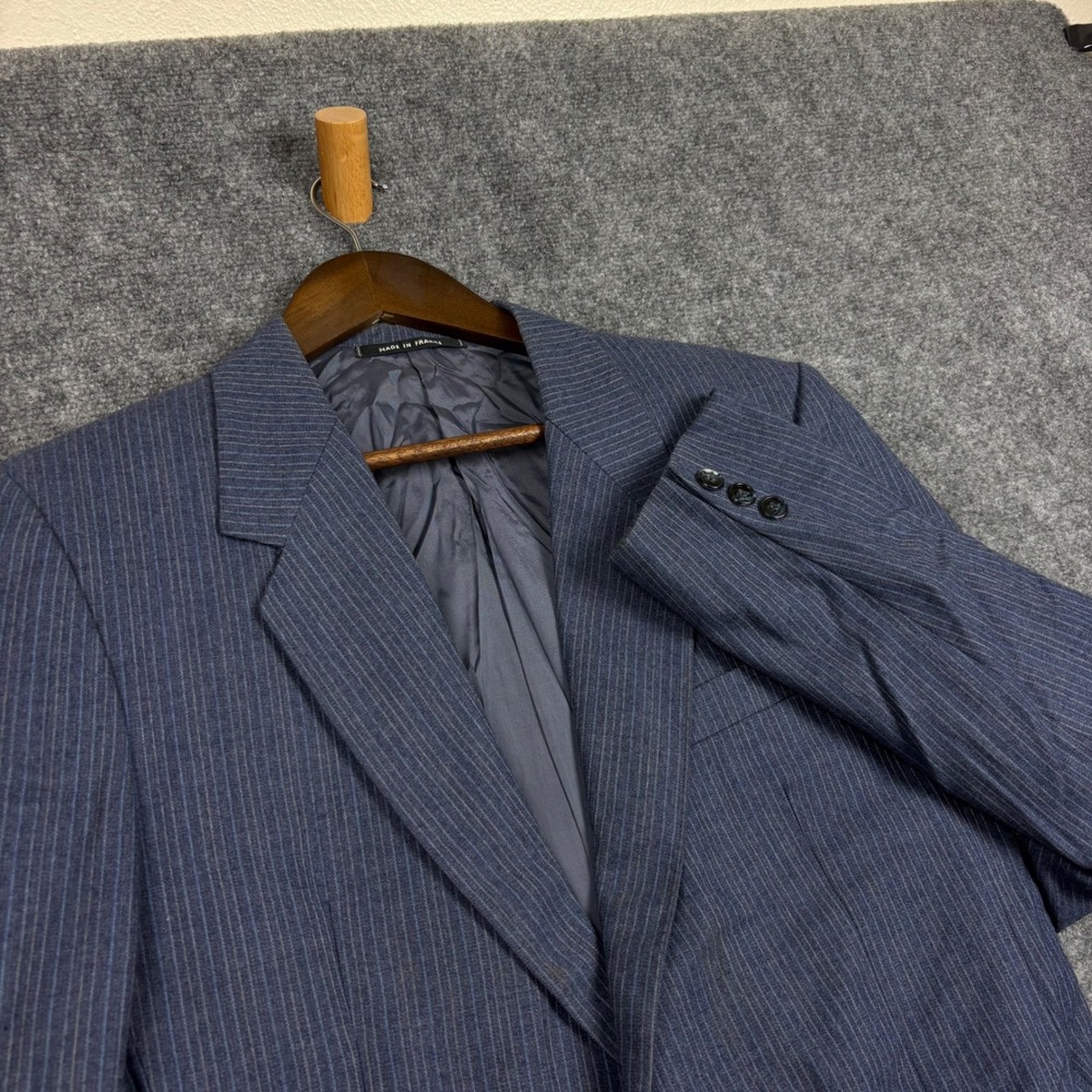 Dormeuil Vintage Mens Pinstripe Blazer Blue Wool Made in France Sport Coat 50